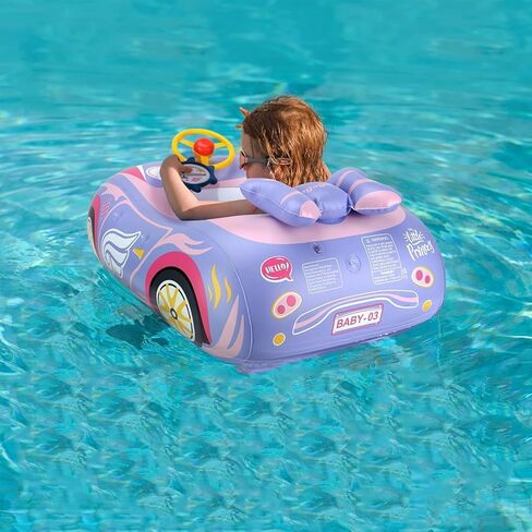 Baby Pool Float 3D Car Baby Floaties for Toddlers 12-48 Months Heavy Duty Infant Swim Float Toddlers Pool Floats Kids Swim Floaties Swimming Pool Floats for 1-4 Years Toddler Floaties for Boys & Girls in Kuwait