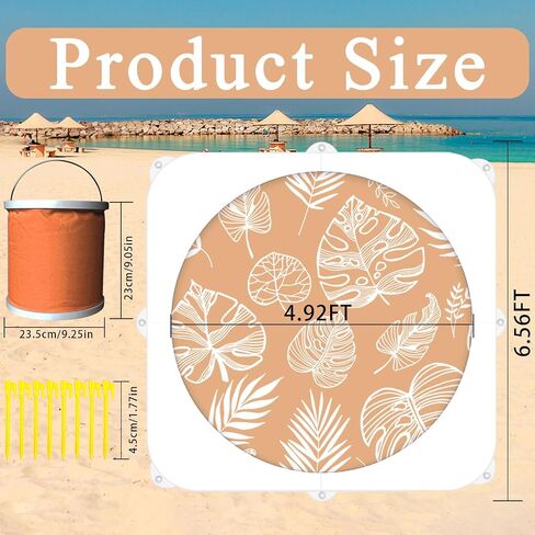 Baby Beach Pool, 2-in-1 Waterproof Beach Blanket & Kiddie Pool, 6.5 x 6.5 Feet Portable & Foldable Baby Pool for Beach w/Collapsible Water Bucket, Stakes, Easy to Set Up & Clean (Terracotta) in Kuwait