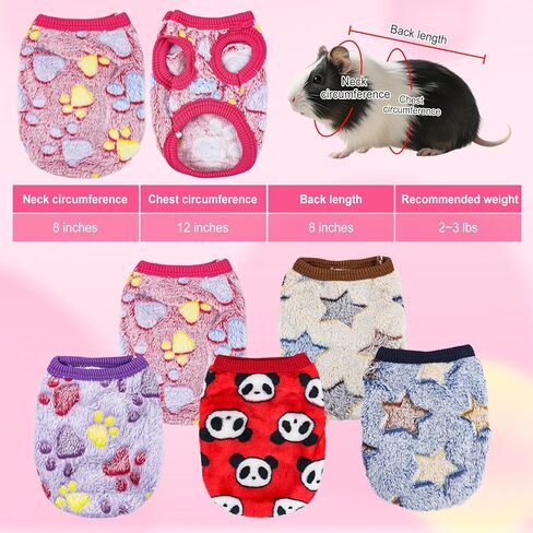 XS Small Animal Clothes – 5 Pieces Bunny & Guinea Pig Outfits, Warm Vest & Soft T-Shirt Costume for Rabbits, Ferrets, Chihuahua Puppies, Mini Dogs, and Other Tiny Pets in Kuwait