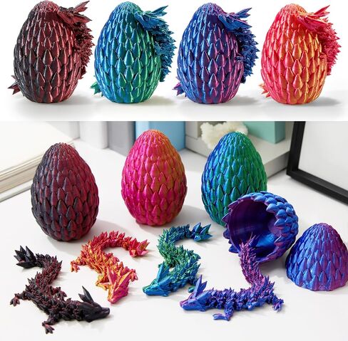 3D Printed Dragon Egg with Dragon Inside, Fidget Toy,Stuff Fun Gift, Decor for Home Office Car Desk, Gifts for Kids, Classroom Rewards（Rainbow8inch in Saudi Arabia