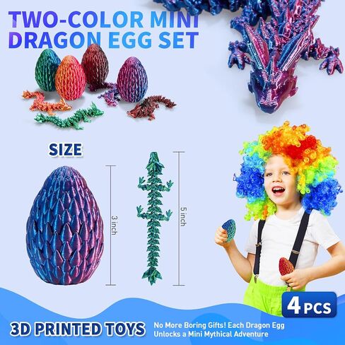 3D Printed Dragon Egg with Dragon Inside, Fidget Toy,Stuff Fun Gift, Decor for Home Office Car Desk, Gifts for Kids, Classroom Rewards（Rainbow8inch in Saudi Arabia