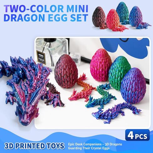 3D Printed Dragon Egg with Dragon Inside, Fidget Toy,Stuff Fun Gift, Decor for Home Office Car Desk, Gifts for Kids, Classroom Rewards（Rainbow8inch in Saudi Arabia