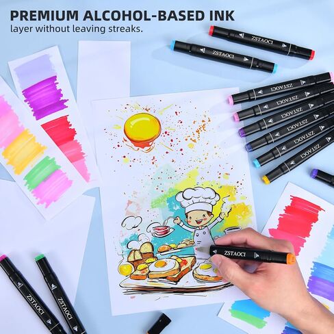 80 Colors Alcohol Markers, Art Markers for Kids Adults Artists Coloring Painting Sketching, Dual Tip Drawing Marker Set Perfect for Boys Girls Students Gift (80) in Saudi Arabia
