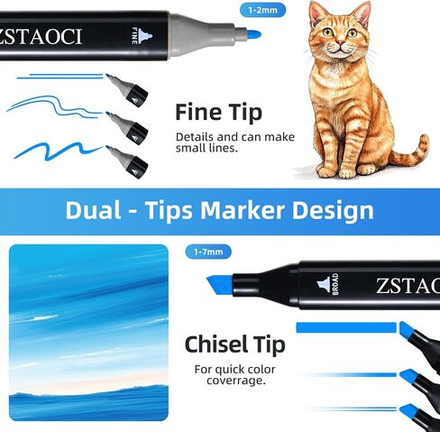 80 Colors Alcohol Markers, Art Markers for Kids Adults Artists Coloring Painting Sketching, Dual Tip Drawing Marker Set Perfect for Boys Girls Students Gift (80) in Saudi Arabia