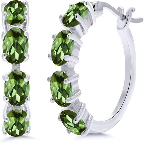 Gem Stone King 925 Sterling Silver Green Mystic Topaz Earrings For Women (4.00 Cttw, Gemstone Birthstone. Oval 6X4MM) in Saudi Arabia