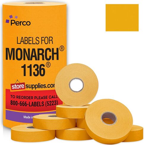 Pricing Labels for Monarch 1136 White - 42,000 Labels w/ 24 Rolls Value Pack, 3 Sleeves - Made in USA in Saudi Arabia