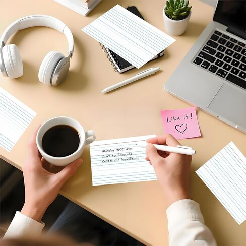 50 Pack 5x7 Ruled Index Cards - White Lined Flash Cards for Studying, Note Taking & Office Organization, Premium Quality Note Cards for School & Work in Kuwait
