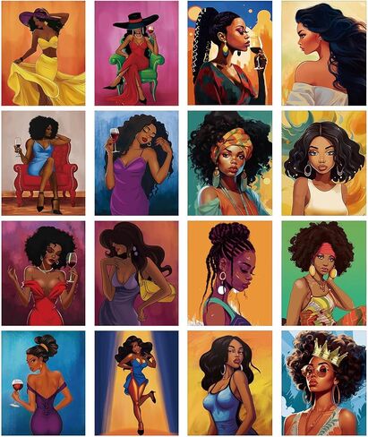 16 Pcs Pre Drawn Canvas Stretched Pre Printed Canvas Bulk 8" x 10" Sip and Paint Party Kit for Artist DIY Art Party Favors Adult's Date Night(Glamorous for Women) in Kuwait