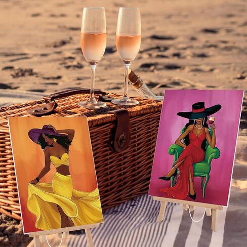 16 Pcs Pre Drawn Canvas Stretched Pre Printed Canvas Bulk 8" x 10" Sip and Paint Party Kit for Artist DIY Art Party Favors Adult's Date Night(Glamorous for Women) in Kuwait