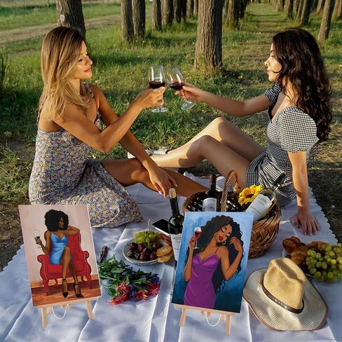 16 Pcs Pre Drawn Canvas Stretched Pre Printed Canvas Bulk 8" x 10" Sip and Paint Party Kit for Artist DIY Art Party Favors Adult's Date Night(Glamorous for Women) in Kuwait