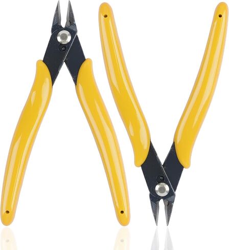 2 Pack Micro Wire Cutters, 5 Inches Flush Cutters Pliers, Diagonal Side Cutters Nippers, Zip Tie Sprue Cutter for Electronics, Plastic Models, Jewelry (Yellow) in Saudi Arabia