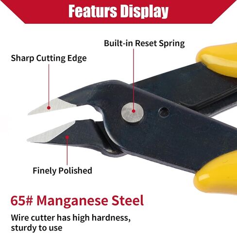 2 Pack Micro Wire Cutters, 5 Inches Flush Cutters Pliers, Diagonal Side Cutters Nippers, Zip Tie Sprue Cutter for Electronics, Plastic Models, Jewelry (Yellow) in Saudi Arabia