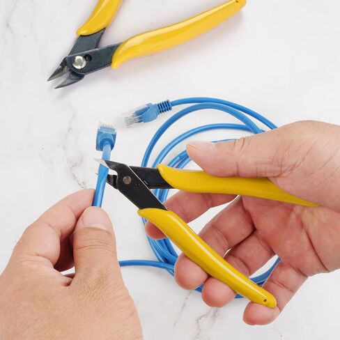 2 Pack Micro Wire Cutters, 5 Inches Flush Cutters Pliers, Diagonal Side Cutters Nippers, Zip Tie Sprue Cutter for Electronics, Plastic Models, Jewelry (Yellow) in Saudi Arabia