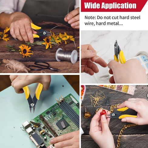 2 Pack Micro Wire Cutters, 5 Inches Flush Cutters Pliers, Diagonal Side Cutters Nippers, Zip Tie Sprue Cutter for Electronics, Plastic Models, Jewelry (Yellow) in Saudi Arabia