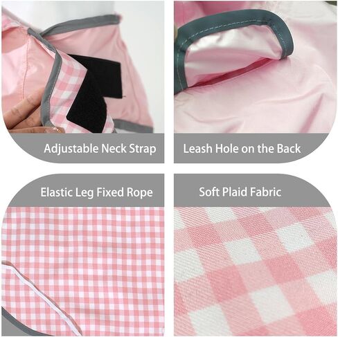 MAMORE Dog Raincoat Reversible,Waterproof Dog Rain Coat Hooded Slicker Poncho with Reflective Strip, Plaid Double Layer Rain Jacket for Small Medium Large Dogs (Pink, X-Large) in Saudi Arabia