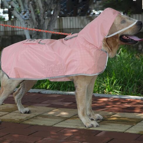 MAMORE Dog Raincoat Reversible,Waterproof Dog Rain Coat Hooded Slicker Poncho with Reflective Strip, Plaid Double Layer Rain Jacket for Small Medium Large Dogs (Pink, X-Large) in Saudi Arabia