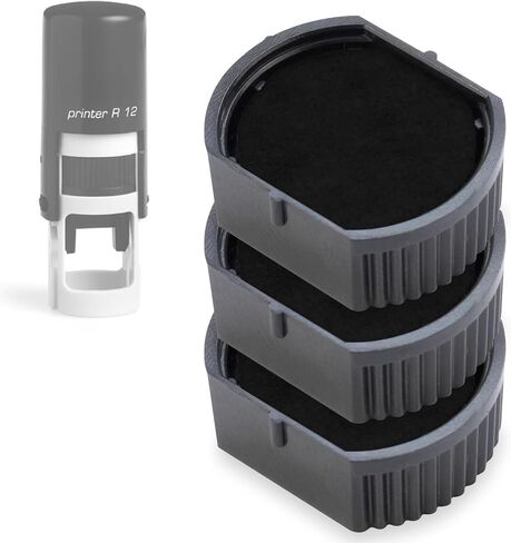 R/12 Replacement Pad Compatible for COLOP Printer R12 - Water Based, Non-Toxic - Pack of 3 - Black in Saudi Arabia