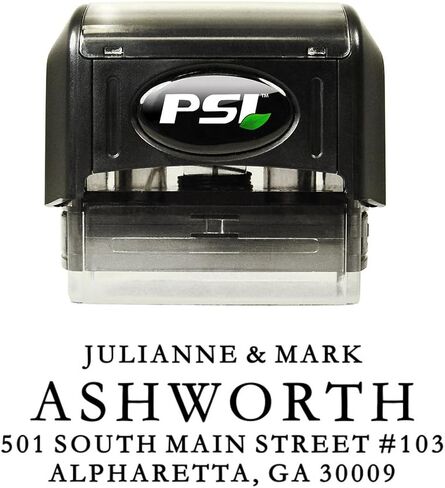 Self Inking Return Address Stamp - Custom 4 Line Personalized Address Stamp for Envelopes, Wedding Invitations, Business, Mailing Labels, Black Ink (Calligraphy Script) in Saudi Arabia