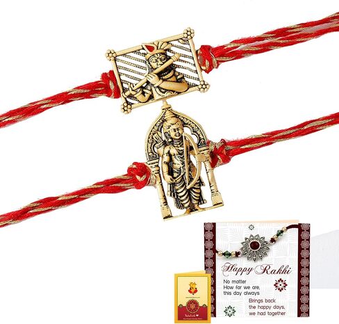 TIED RIBBONS Rakhi for Brothers Set of 2 with Rakhi Card and Roli Chawal - Raksha bandhan Rakhi Thread Designer Rakhi for Brother Bhai Rakhi Set of 2 Bro Rakhi Set for Brothers in Saudi Arabia