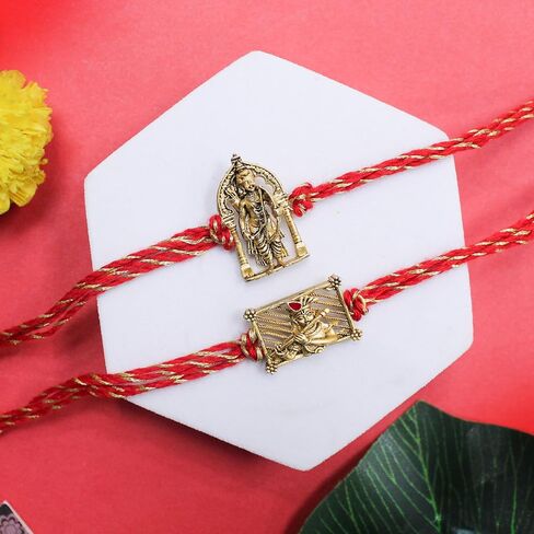 TIED RIBBONS Rakhi for Brothers Set of 2 with Rakhi Card and Roli Chawal - Raksha bandhan Rakhi Thread Designer Rakhi for Brother Bhai Rakhi Set of 2 Bro Rakhi Set for Brothers in Saudi Arabia