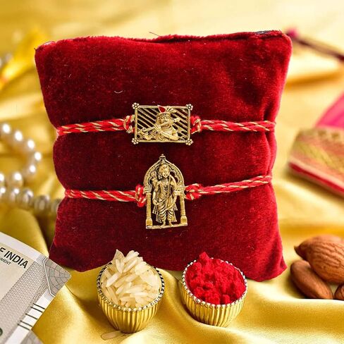 TIED RIBBONS Rakhi for Brothers Set of 2 with Rakhi Card and Roli Chawal - Raksha bandhan Rakhi Thread Designer Rakhi for Brother Bhai Rakhi Set of 2 Bro Rakhi Set for Brothers in Saudi Arabia