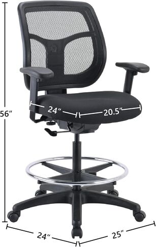Eurotech Seating Apollo Drafting Stool, Black in Saudi Arabia