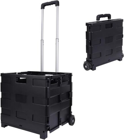 Elevon Foldable Utility Cart, with Telescopic Handle, Collapsible Durable Grocery Utility Cart with Rolling Wheels for Easy Storage, Luggage Travel, Compact Portable in Saudi Arabia