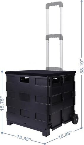 Elevon Foldable Utility Cart, with Telescopic Handle, Collapsible Durable Grocery Utility Cart with Rolling Wheels for Easy Storage, Luggage Travel, Compact Portable in Saudi Arabia