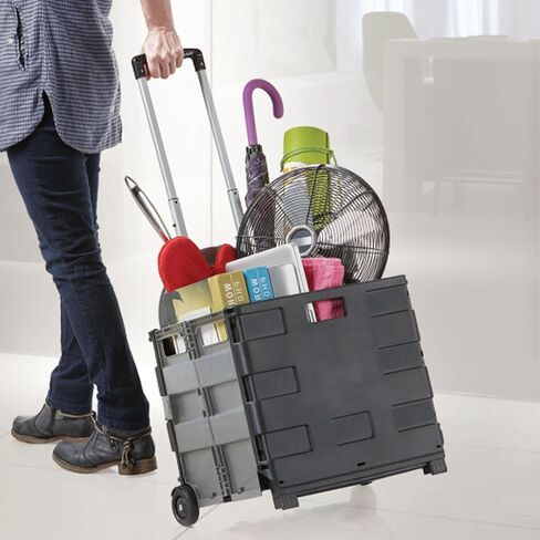 Elevon Foldable Utility Cart, with Telescopic Handle, Collapsible Durable Grocery Utility Cart with Rolling Wheels for Easy Storage, Luggage Travel, Compact Portable in Saudi Arabia