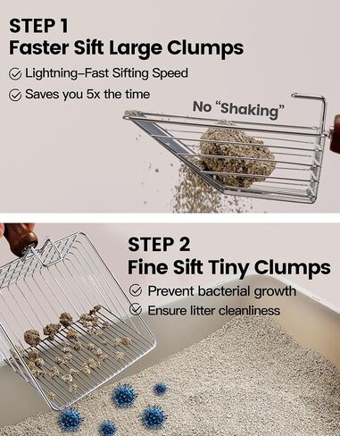 Cat Litter Scoop with Holder, Metal Cat Litter Scooper, Stainless Steel Heavy Duty Deep Shovel, Fast Fine Scoop Away Cat Litter - Silver with Gray Holder in Saudi Arabia