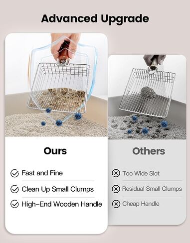 Cat Litter Scoop with Holder, Metal Cat Litter Scooper, Stainless Steel Heavy Duty Deep Shovel, Fast Fine Scoop Away Cat Litter - Silver with Gray Holder in Saudi Arabia