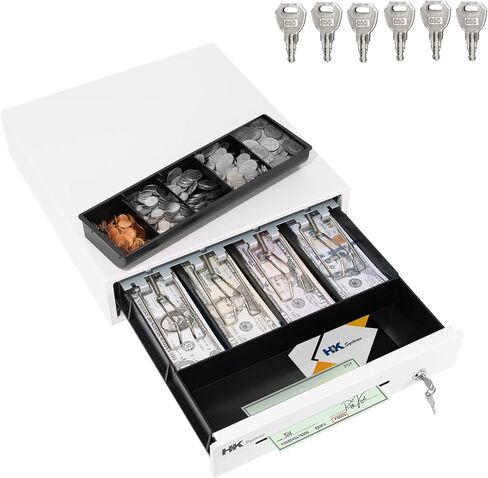 HK Systems 13 بوصة درج نقدي للخدمة الثقيلة مع 4Bill/5coin ، مقصورة عملة معدنية قابلة للإزالة ، 24 فولت ، RJ11 ، فتحة وسائط كبيرة واحدة ، أسود in Kuwait