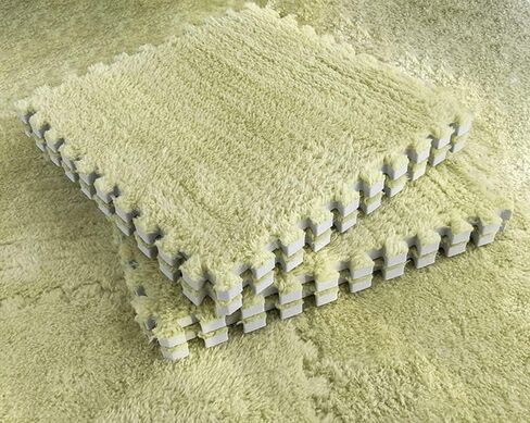 Kekon Square Interlocking Shaggy Soft EVA Foam Puzzle Mats Fuzzy Carpet Fluffy Area Rugs Set Tiles Plush Play Mat for Room Home Parlor Bedroom (12pcs, Rose) in Saudi Arabia