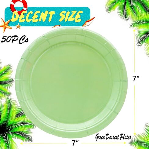 50Pcs Sage Green Party Supplies - 7" Disposable Paper Plates for Dessert, Jungle Wedding, Bridal Baby Shower, Birthday Decor in Kuwait
