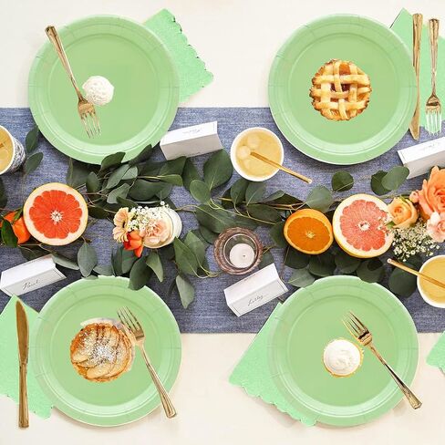50Pcs Sage Green Party Supplies - 7" Disposable Paper Plates for Dessert, Jungle Wedding, Bridal Baby Shower, Birthday Decor in Kuwait