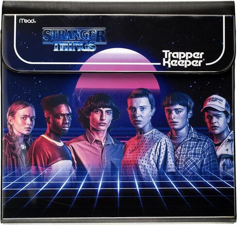 Mead Trapper Keeper Binder, Stranger Things, 1 Inch Binder with Folders and Pockets, Holds 8-1/2" x 11" Paper, Neon (261138G-25) in Saudi Arabia