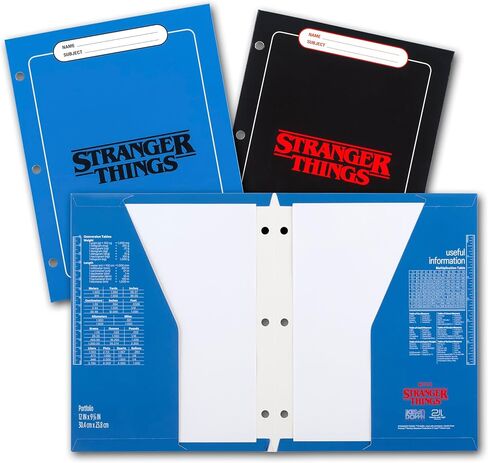 Mead Trapper Keeper Binder, Stranger Things, 1 Inch Binder with Folders and Pockets, Holds 8-1/2" x 11" Paper, Neon (261138G-25) in Saudi Arabia
