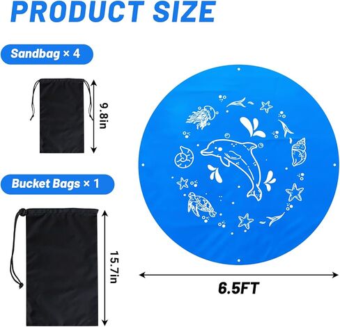 6.5 X 6.5 Ft Baby Beach Pool, Portable Kiddie Pool and Beach Blanket, 2 in 1Waterproof Foldable Sand for Kid Vacation Picnic with Storage Bag in Kuwait