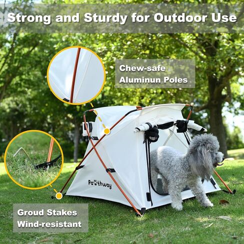 Dog Tent and Portable Playpen Outdoor Waterproof, with Aluminum Poles and Camping Mat, Pet Tent with Zippered Mesh Door, Dog House Outdoor, for Camping, Travel, Backyard, Patio (Yellow, Small) in Saudi Arabia