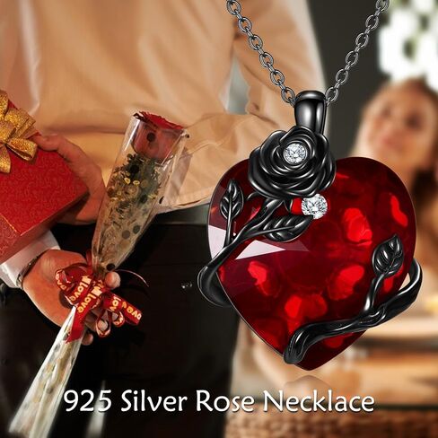 AXOMY Skeleton Necklace 925 Sterling Silver Black Rose Skeleton Pendant Necklace Goth Skull Skeleton Jewelry Gifts for Women Girls Halloween Gothic Party in Saudi Arabia