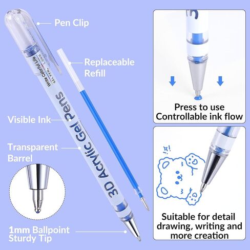 3D Acrylic Gel Pen,48 Colors Acrylic Paint Markers With 1mm Bullet Tip Point, Acrylic Paint Pens for Black Paper,Rock Painting, Glass, Wood, Fabric,Cards,Scrapbook,DIY Art Crafts in Saudi Arabia