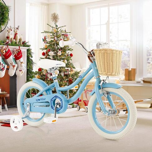 Baby Joy Kids Bike ، 14 16 18 intro Kids Bicycles for 3-8 سنوات أطفال مع عجلات تدريب ، ارتفاع قابل للتعديل ، سلة راتان ، فرامل يدوي وفرامل كوستر ، بويز فتيات دراجة (وردي ، أخضر ، أزرق) in Saudi Arabia