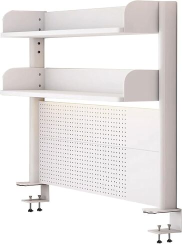 Clamp On Desk Organizer Shelf,White Desk Extender Pegboard Workstation,Computer Desk Accessories for Office, Privacy Panel for Gaming Desk,23.6/31.4/39.3in Desktop Shelving (white, 80cm/31.4in) in Kuwait