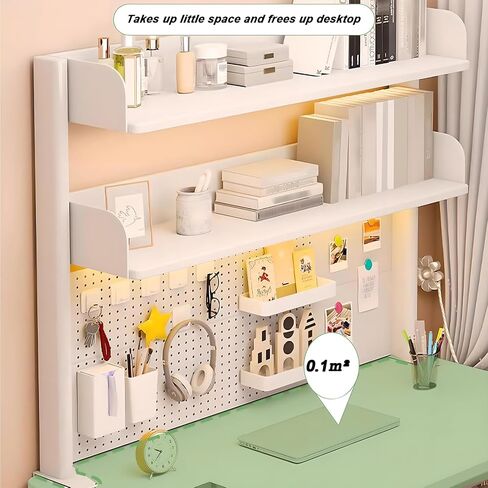 Clamp On Desk Organizer Shelf,White Desk Extender Pegboard Workstation,Computer Desk Accessories for Office, Privacy Panel for Gaming Desk,23.6/31.4/39.3in Desktop Shelving (white, 80cm/31.4in) in Kuwait