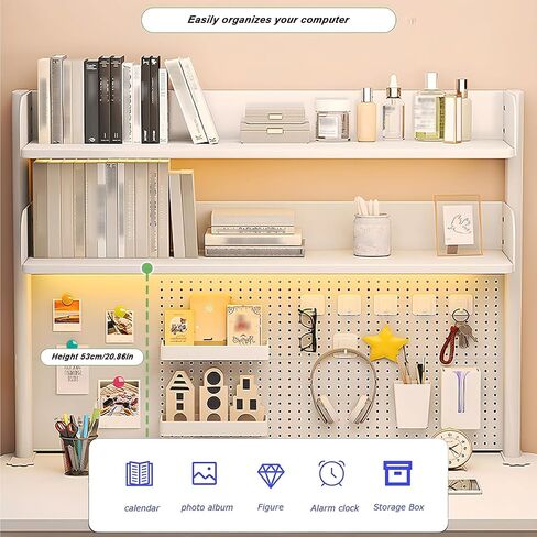 Clamp On Desk Organizer Shelf,White Desk Extender Pegboard Workstation,Computer Desk Accessories for Office, Privacy Panel for Gaming Desk,23.6/31.4/39.3in Desktop Shelving (white, 80cm/31.4in) in Kuwait