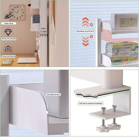 Clamp On Desk Organizer Shelf,White Desk Extender Pegboard Workstation,Computer Desk Accessories for Office, Privacy Panel for Gaming Desk,23.6/31.4/39.3in Desktop Shelving (white, 80cm/31.4in) in Kuwait
