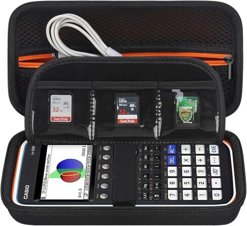 Elonbo Carrying Case for Casio fx-CG50 PRIZM/fx-9750GIII Color Graphing Calculator/ 991ES Plus/ 991CW/ 115ES Plus/ 300ES/ 300MS Standard Advanced Scientific Calculator, Mesh Pocket Fits Cable, Black in Kuwait