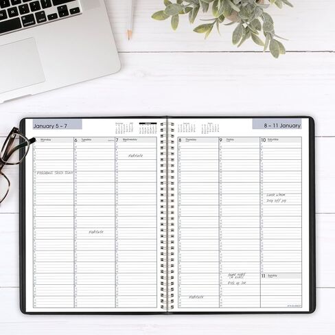 AT-A-Glance 2026 Planner Contensment Book ، Weekly ، 8 "× 11" ، كبير ، ربع ساعة ، Dayminder ، Black (G5200026) in Kuwait