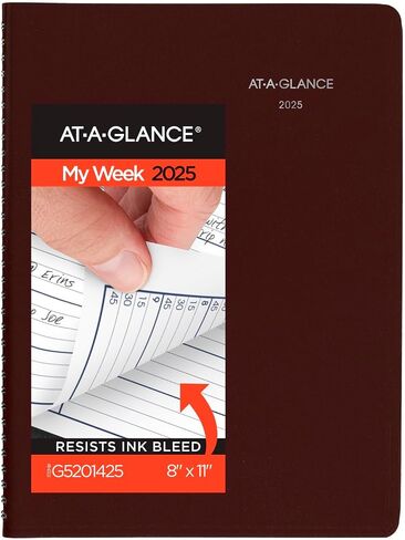 AT-A-Glance 2026 Planner Contensment Book ، Weekly ، 8 "× 11" ، كبير ، ربع ساعة ، Dayminder ، Black (G5200026) in Kuwait