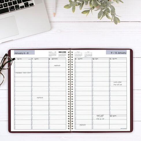 AT-A-Glance 2026 Planner Contensment Book ، Weekly ، 8 "× 11" ، كبير ، ربع ساعة ، Dayminder ، Black (G5200026) in Kuwait